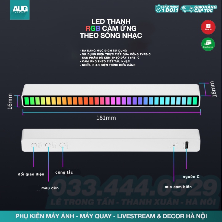 Đèn Led Rgb Cảm Ứng Theo Nhịp Nhạc Cổng Usb Có Thể Điều Chỉnh Gắn Trong Xe Hơi - AUG Camera &amp; Decor Hà Nội