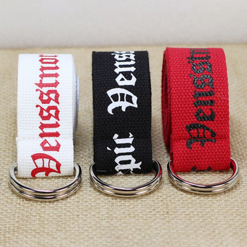 Thắt lưng canvas in chữ cá tính cho nữ