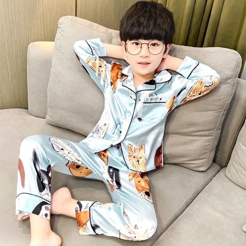 Bộ pijama bé trai 🌸HÀNG CAO CẤP🌸 Bộ ngủ bé trai dài tay quần dài chất liệu satin mềm mịn