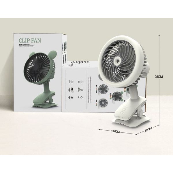 [FREE SHIP] Quạt Clip fan tích điện pin sạc 6400 mah cầm tay ,kẹp xe đẩy. BH 12 tháng