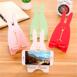 Đế Đỡ Điện Thoại Bằng Gỗ Màu Hình Con Thỏ Cute - Giao Ngẫu Nhiên Màu