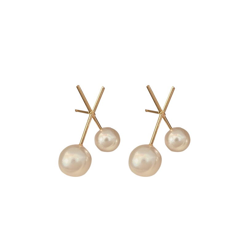 Đôi bông tai đính ngọc trai hình bắt chéo