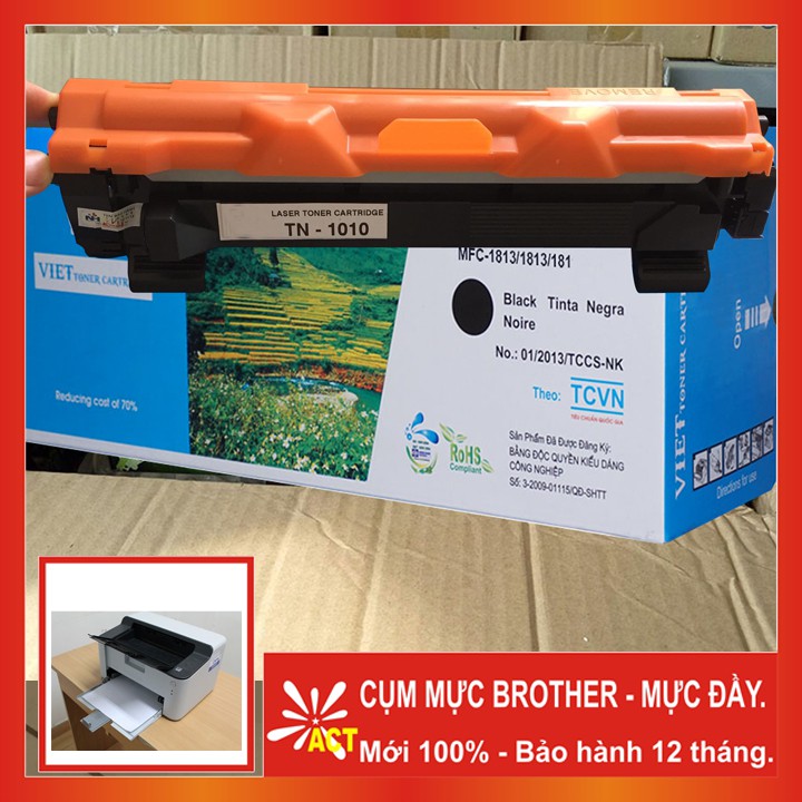 Cụm mực hộp mực Brother HL 1111 / 1110 / 1202 / 1112 / 1200 / 1118 / TN 1010 Viettoner, Full Box, Mực in có sẵn.