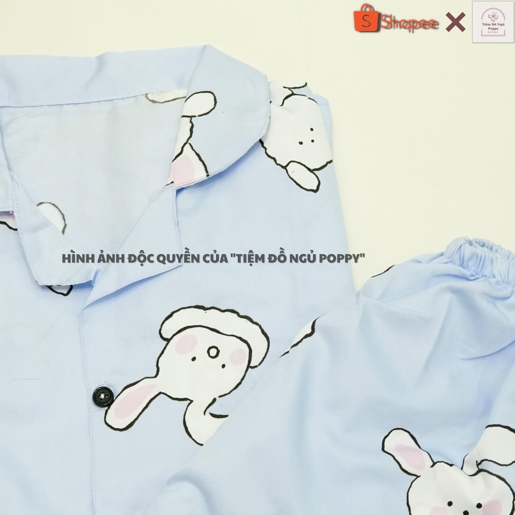 Pyjama nữ hàn quốc hoạt hình giá rẻ bộ mặc nhà nữ chất liệu kate thái cao cấp bộ ngủ dài tay POPPY