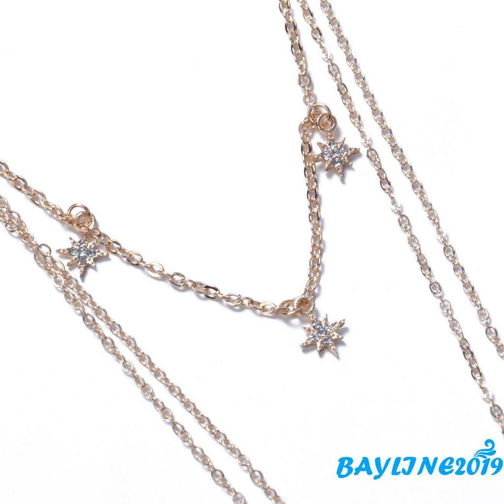 Dây Chuyền Thiết Kế Nhiều Tầng Mặt Hình Ngôi Sao Đính Đá Lấp Lánh Cho Nữ