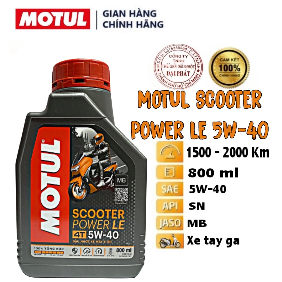 Nhớt Motul Scooter Power LE 5W40 0.8L