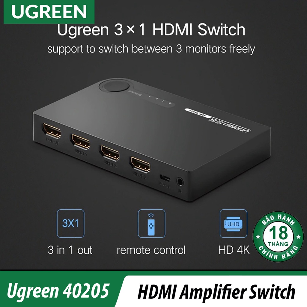 Bộ Gộp Cổng HDMI 5 in 1 Cao Cấp | UGREEN 40205 Chính Hãng