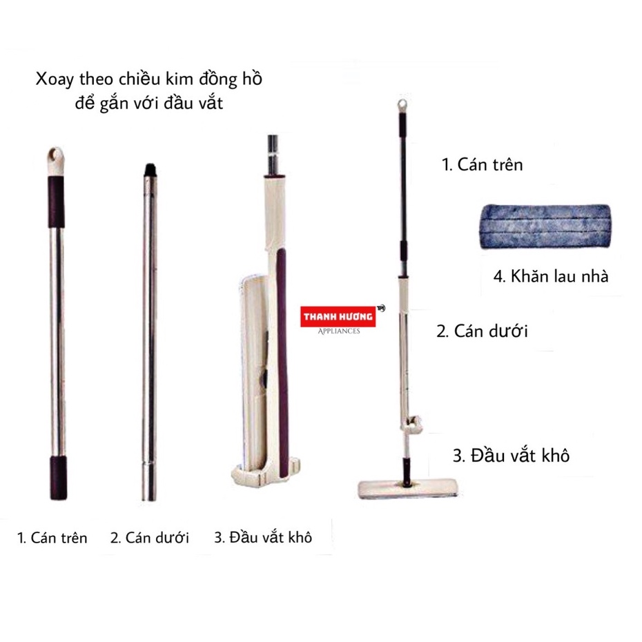 Chổi Lau Nhà Tự Vắt Công Nghệ Nhật Bản - Thiết Kế Xoay 360 Độ Thông Minh
