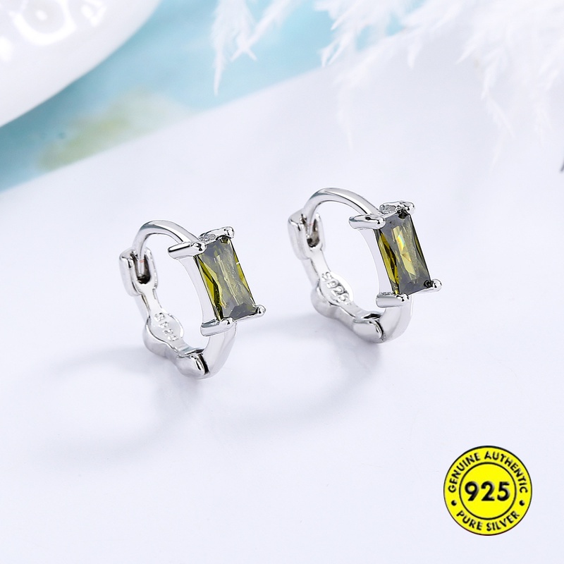 Bông Tai Bạc 925 Đính Đá Zircon Nhiều Màu Sắc Xinh Xắn