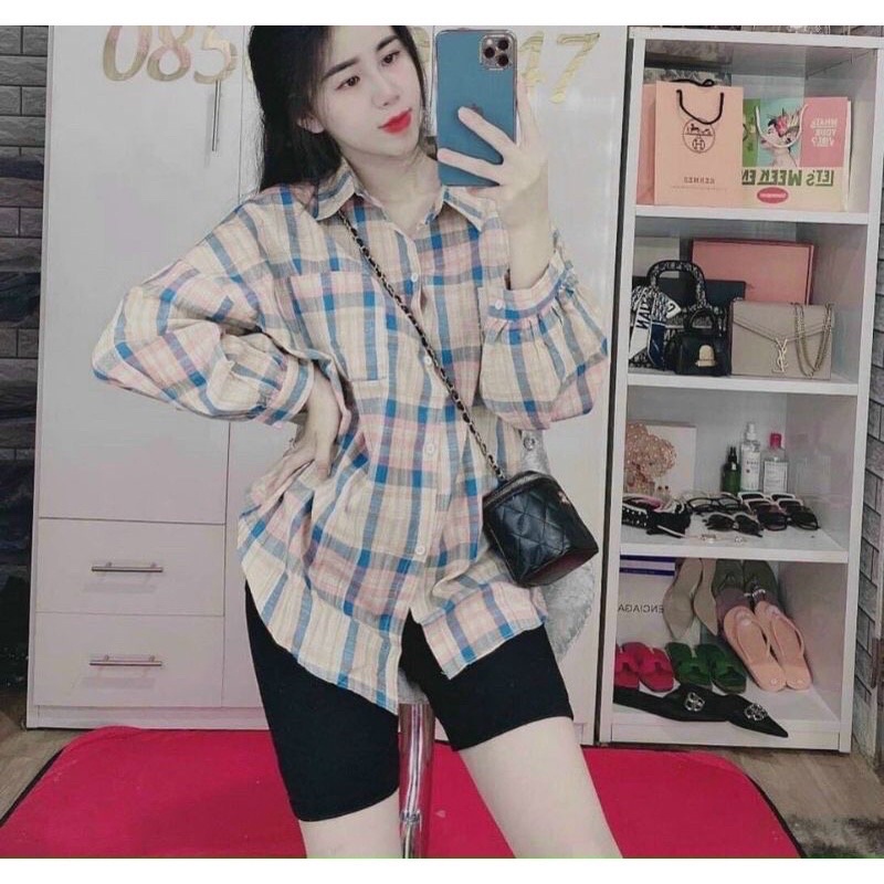 [Mã FAMARAL1 giảm 10K đơn 50K] SƠ MI CARO Cao Cấp KẺ SỌC HỒNG,XANH Chizi Shop