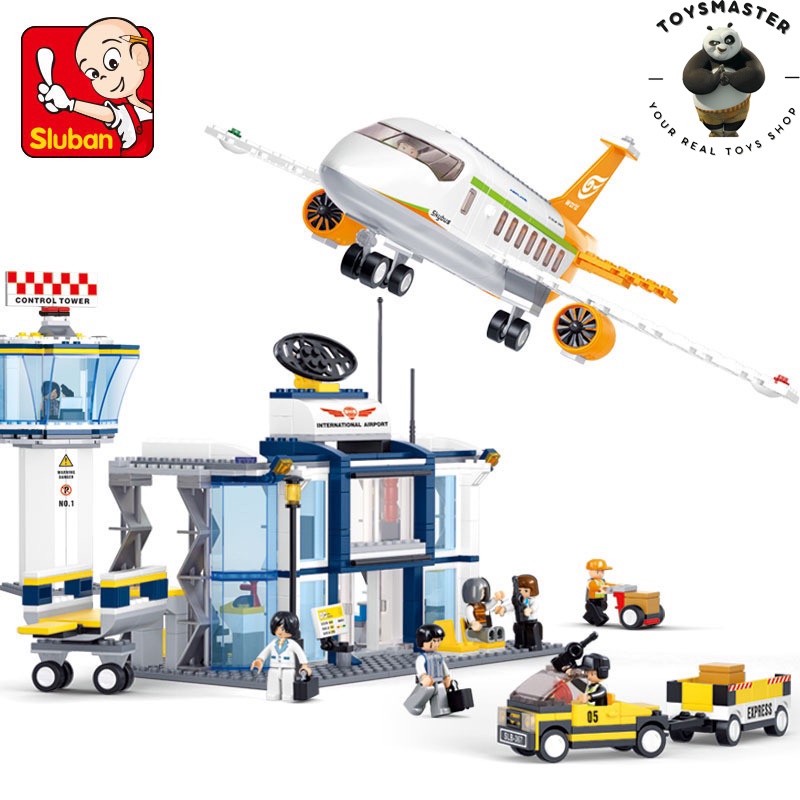Đồ Chơi Lắp Ráp Kiểu LEGO Máy Bay Hàng Không Chở Khách Sluban AirPlant B0367 Với 678 Mảnh Ghép ,Đồ Chơi Bé Trai Bé Gái