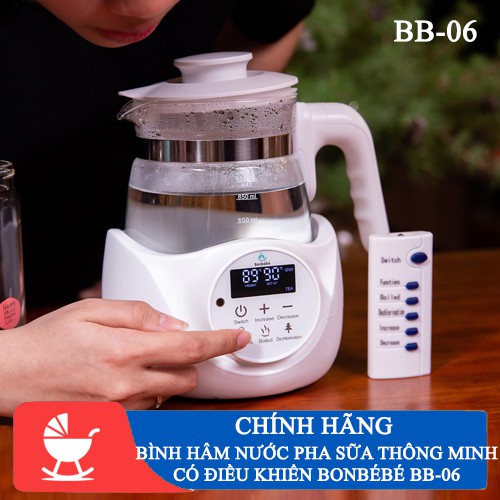 [ CHÍNH HÃNG ] Bình hâm nước pha sữa thông minh Bonbébé BB-06 có điều khiển [ LOVI MART ]