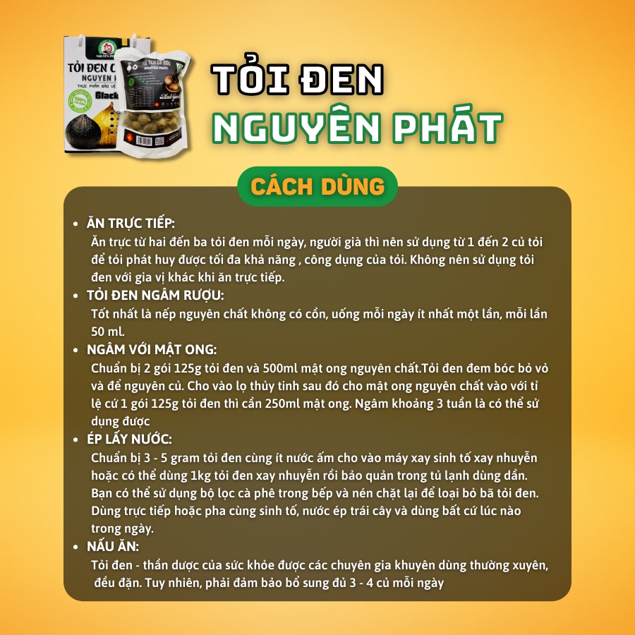 Hộp cao cấp - combo 2 túi tỏi đen cô đơn Nguyên Phát 500g lên men tự nhiên công nghệ Nhật Bản thực phẩm sức khỏe