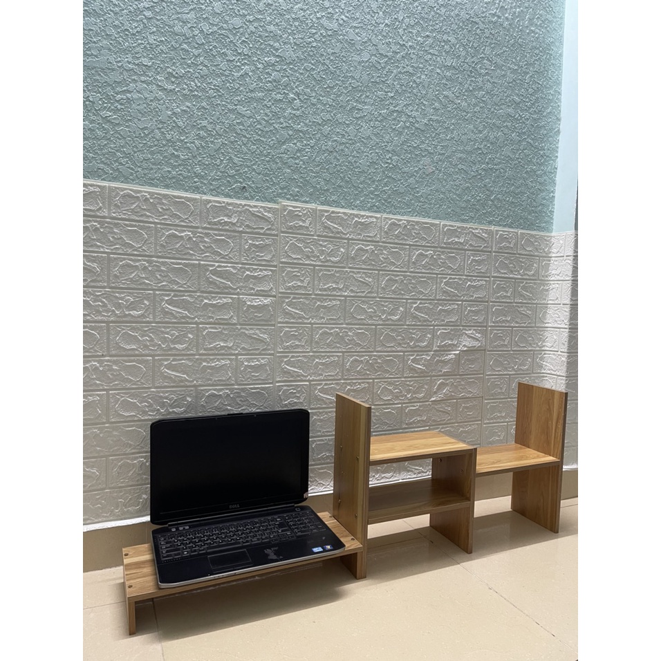 Kệ màn hình máy tính kèm kệ sách mẫu 03 trang trí bàn làm việc bàn học tiện dụng