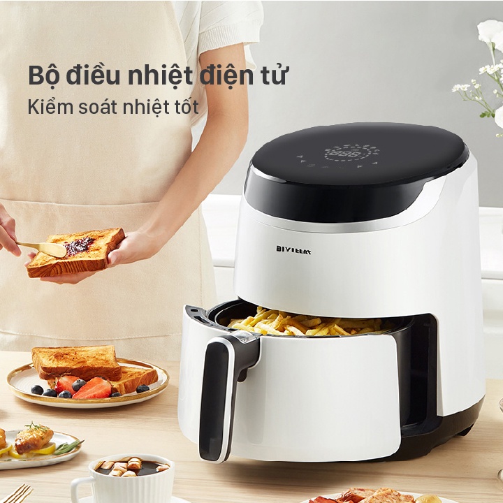 Nồi chiên không dầu AirFryer BIYI AF-69A 4L 1500W - Phủ chống dính an toàn, thép không gỉ - Bảo hành 12 tháng