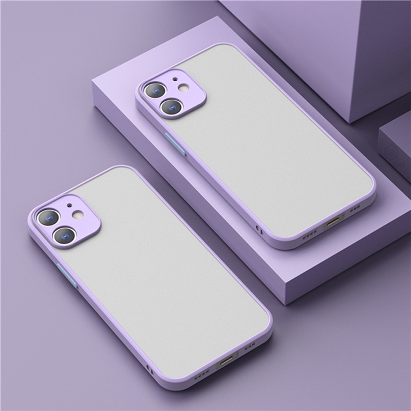 Ốp Điện Thoại Cứng Viền Silicon Dẻo Trong Suốt Chống Sốc Cho IPhone 13 12 11 Pro MAX Mini XS X XR 8 7 Plus SE2