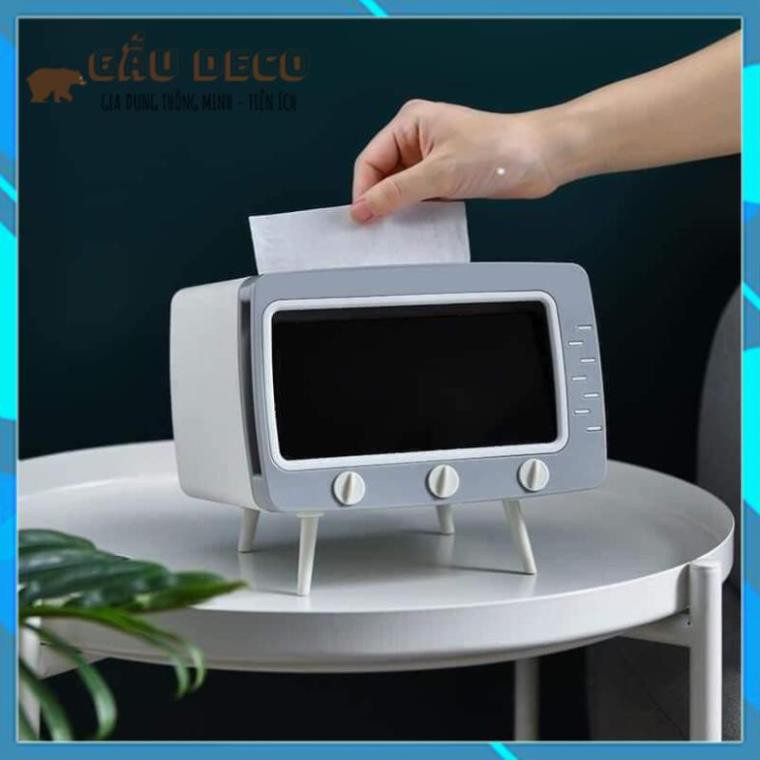 Hộp đựng giấy ăn hình tivi [FREESHIP]  Có khe để điện thoại tiện lợi – Sang trọng