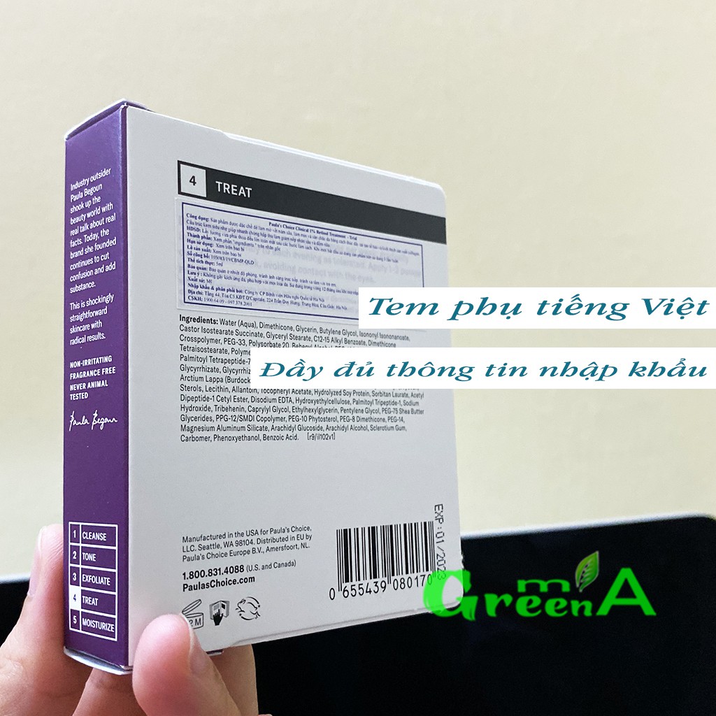 Tinh Chất 1% RETINOL Paula’s Choice Clinical 1% Retinol Treatment Giảm Nám Tàn Nhang Làm Mờ Nếp Nhăn Chống Lão Hóa