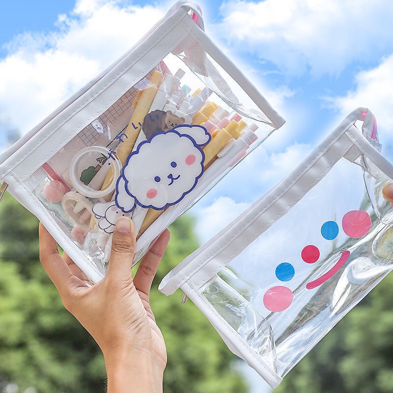 Túi Đựng Bút Tam Giác Trong Suốt Size Lớn Khoá Kéo Cute Hộp Túi Bóp Chống Nước Chứa Mĩ Phẩm Phụ Kiện Đa Năng Hàn Quốc