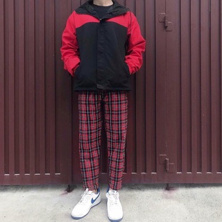 Plaid pants - Quần caro - Đỏ đen