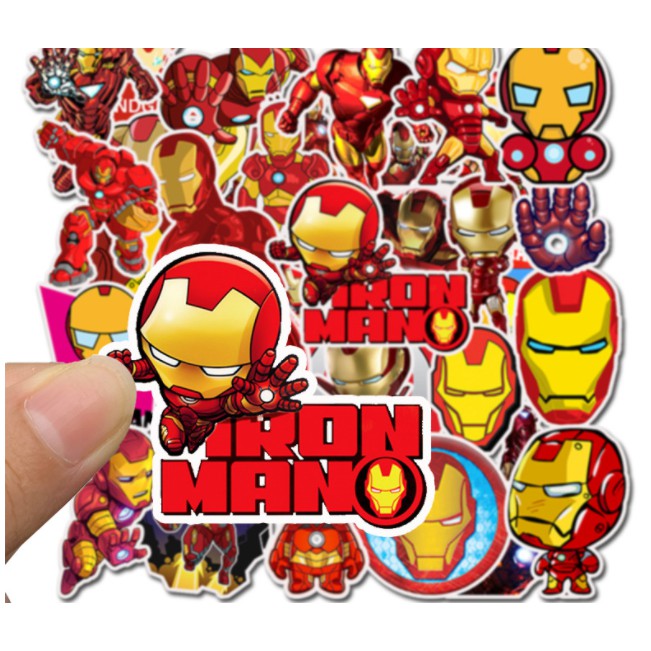 Combo sticker IRON MAN nhựa PVC không thấm nước, dán nón bảo hiểm, laptop, điện thoại, Vali, xe