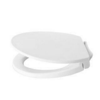 Nắp bồn cầu loại thường màu trắng phù hợp với hầu hết các loại cầu két rời