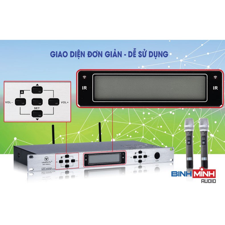Micro không dây VinaKTV USS 1000 Plus- Hàng chính hãng