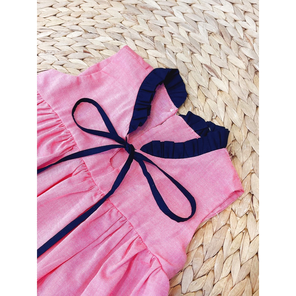 Đầm Sát Nách Nơ Cổ Màu Hồng Cho Bé Gái SoraChan - M080