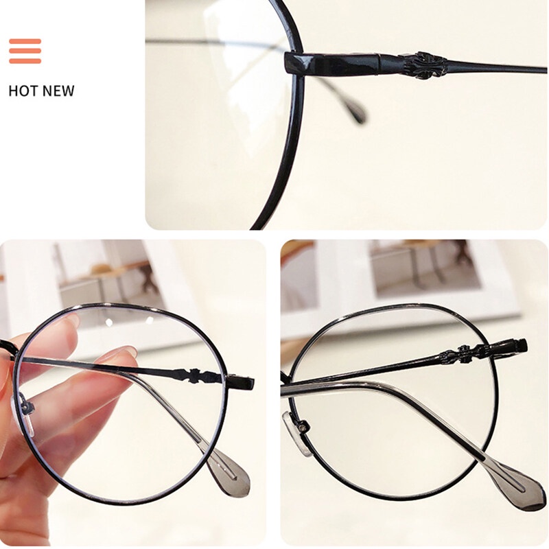 Mắt Kính Gọng Oval Kim Loại Chống Ánh Sáng Xanh Thời Trang Unisex