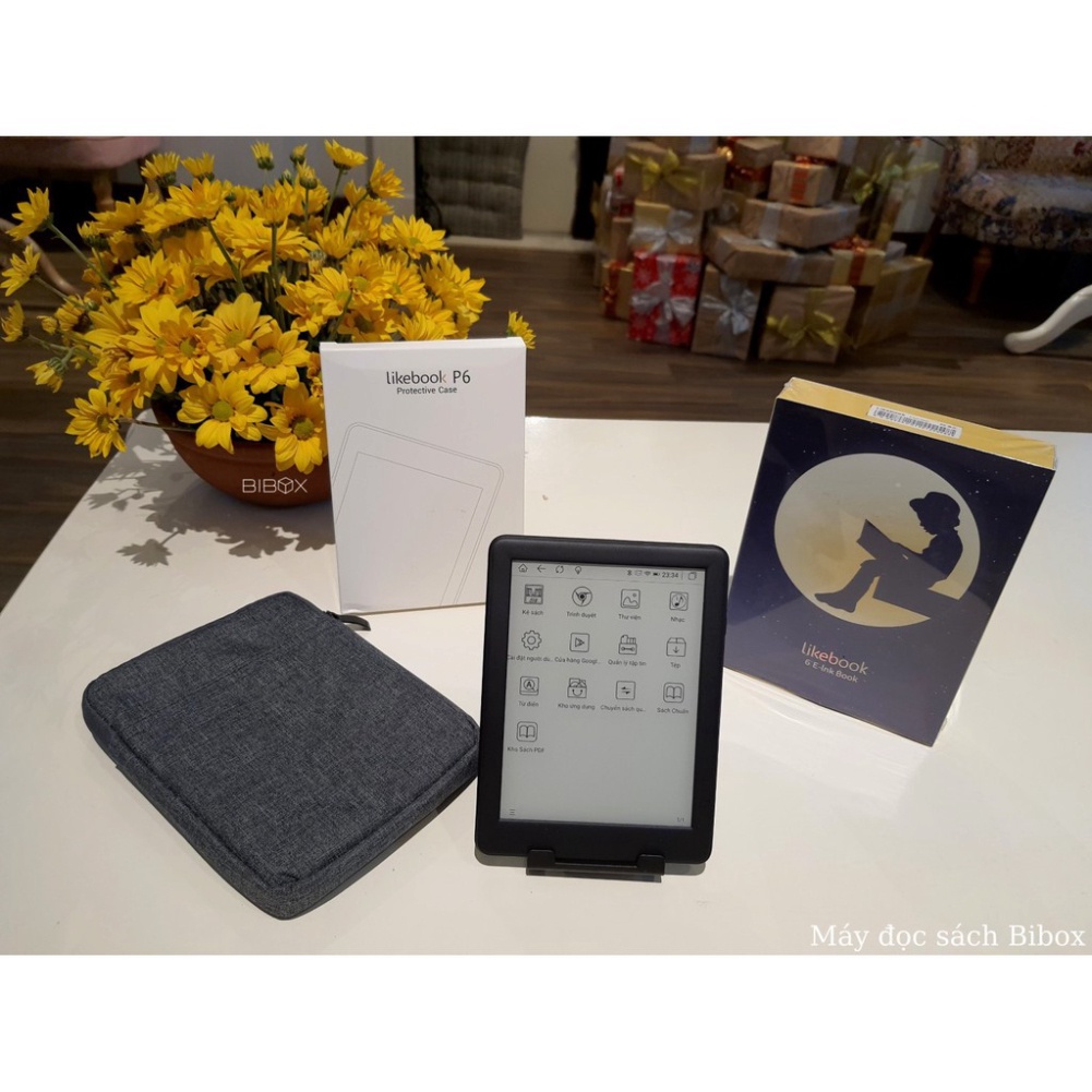 Máy đọc sách Likebook P6 + Bao da + Túi chống sốc + Kệ để bàn + Tặng kho sách độc quyền từ Bibox tai16 | BigBuy360 - bigbuy360.vn