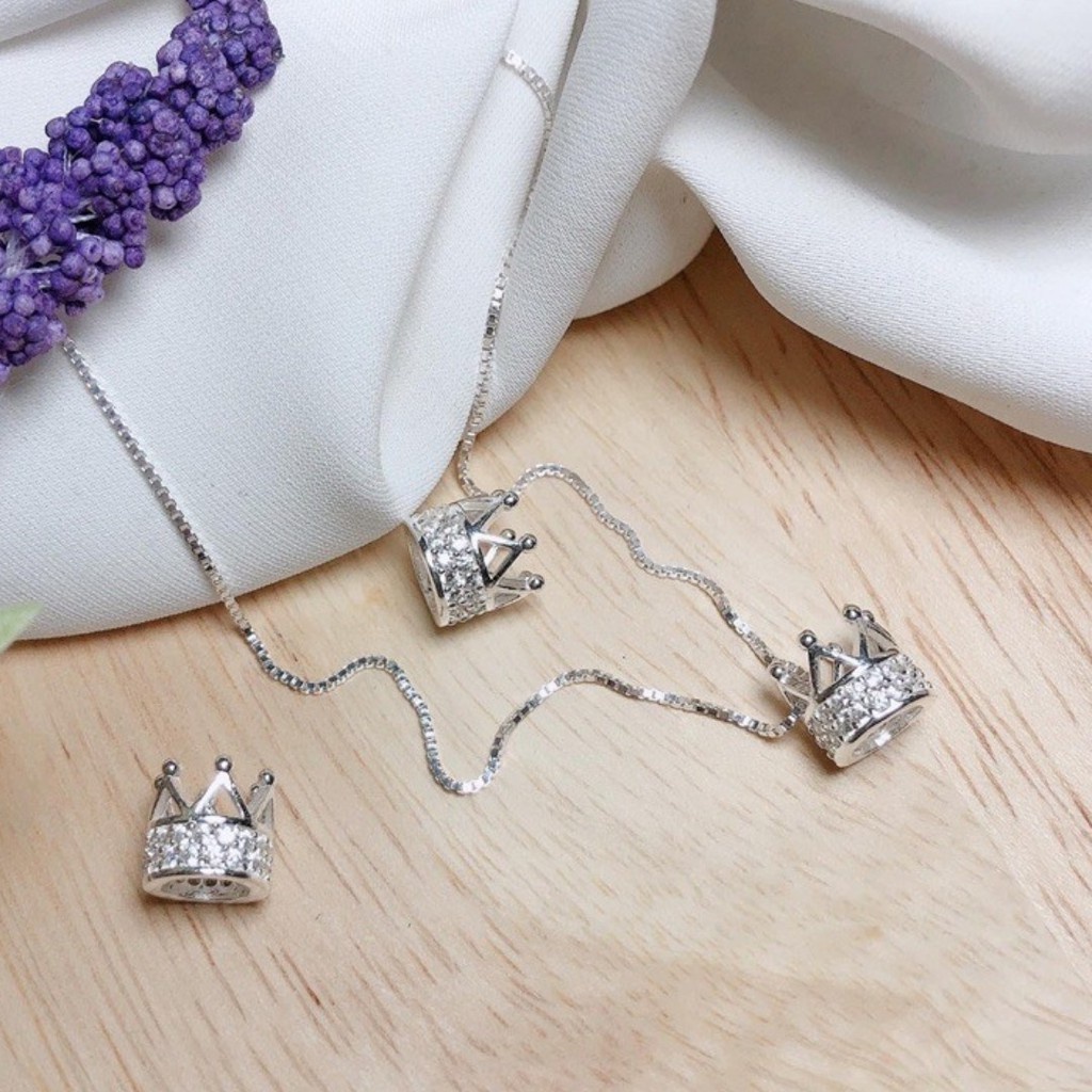 Dây chuyền nữ bạc ta mặt hình vương miện (Ảnh thật cuối) vòng cổ nữ bạc thật siêu xinh xắn không đen - Mã TSJD12