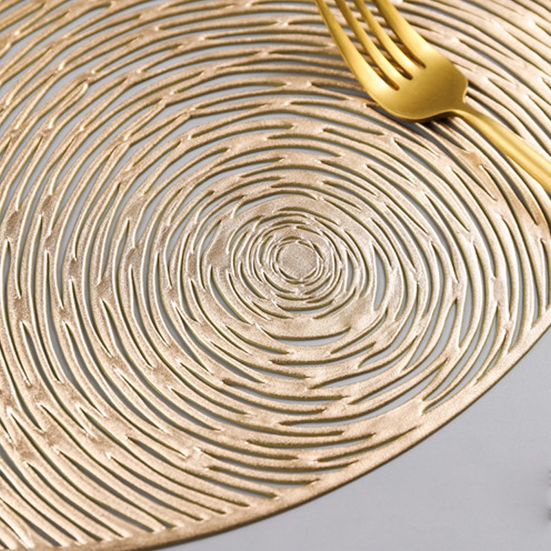 Tấm lót bàn ăn placemat nhựa PVC hình tròn hoa hồng, miếng lót bình hoa Adela.T13