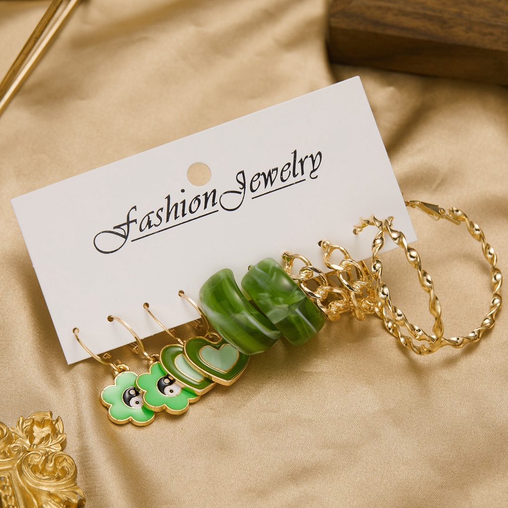 Set 5 đôi bông tai RINHOO hình tròn/ hình bướm thời trang cho nữ