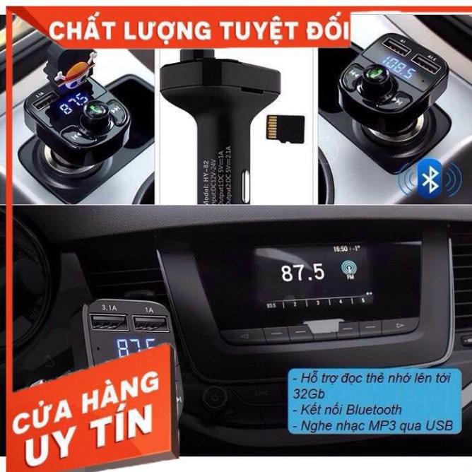 Tẩu Sạc NHANH CAR CHANGER Bluetooth 5.0 Tốc Độ Nhanh 3.0 Cho Xe Hơi có KHE CẮM THẺ NHỚ, nút MENU VÀ FM