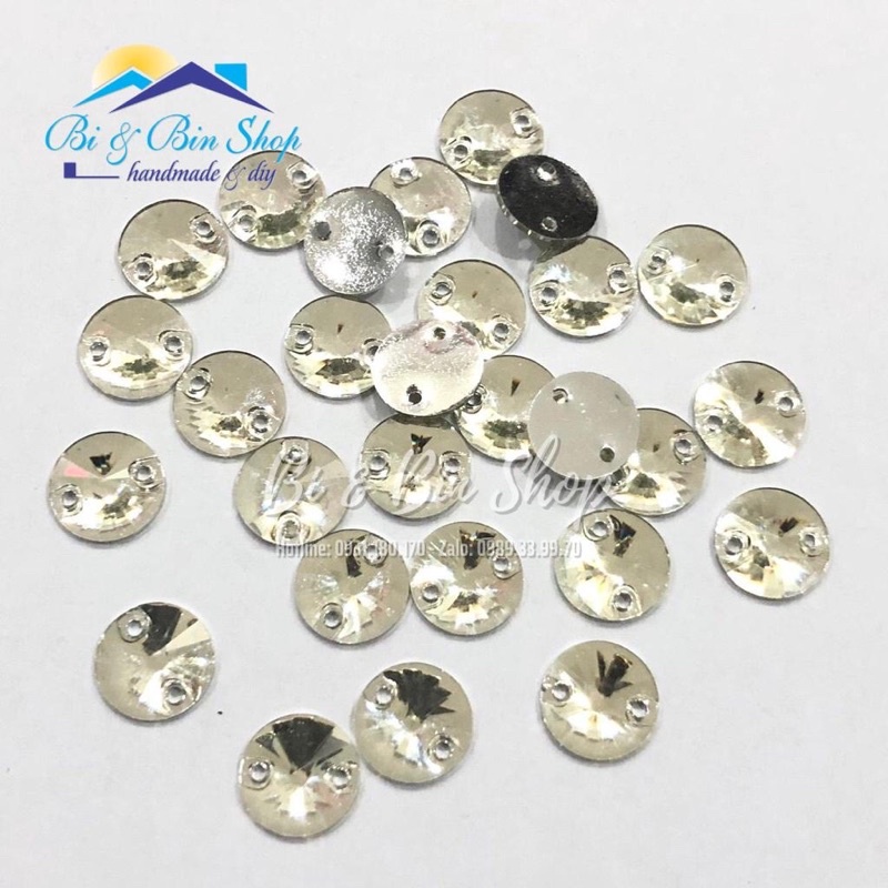 50 Viên Đá Kiếng Tròn 10mm Đính Kết Trang Phục Thời Trang, Làm Phụ Kiện Handmade