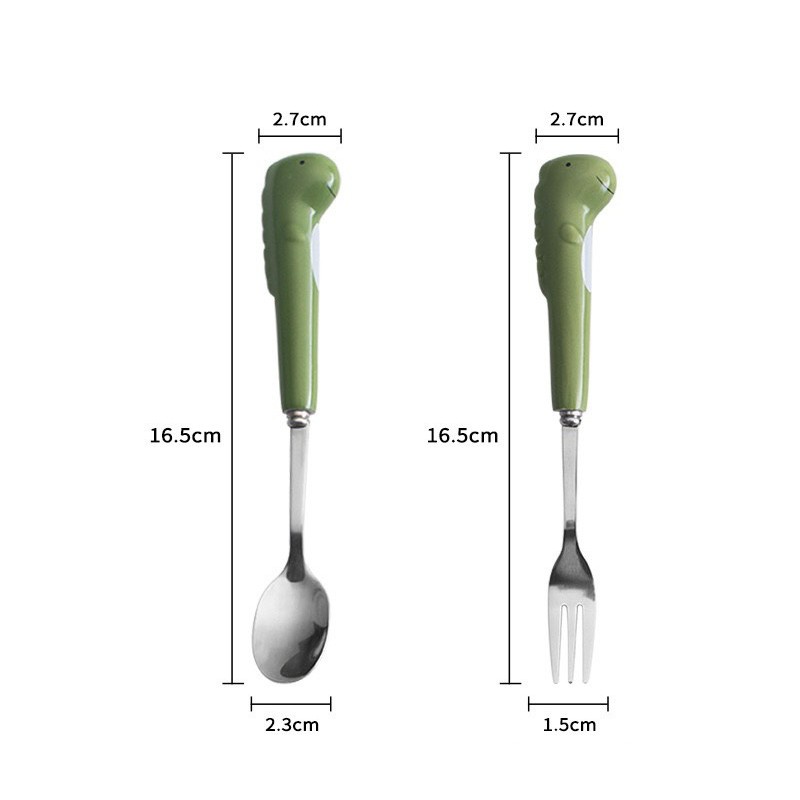 Thìa dĩa khủng long cho bé yêu bộ bát đĩa decor siêu đáng yêu