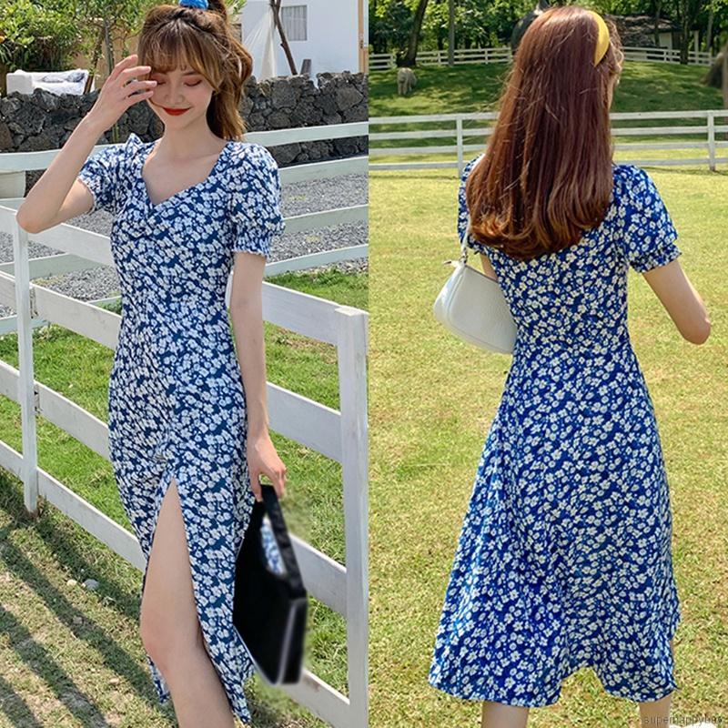 Đầm Maxi Nữ In Hoa Phong Cách Hàn Quốc