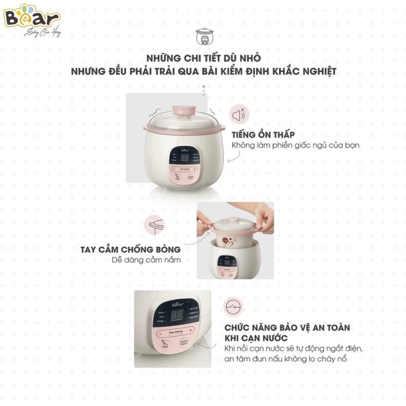 Nồi nấu cháo chậm cho bé, nồi chưng yến 0.8L Bear sube001 bản quốc tế bảo hành 18 tháng