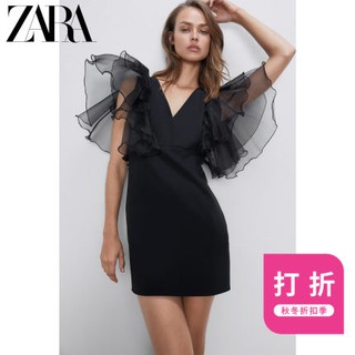 đầm zara đen voan tay bèo