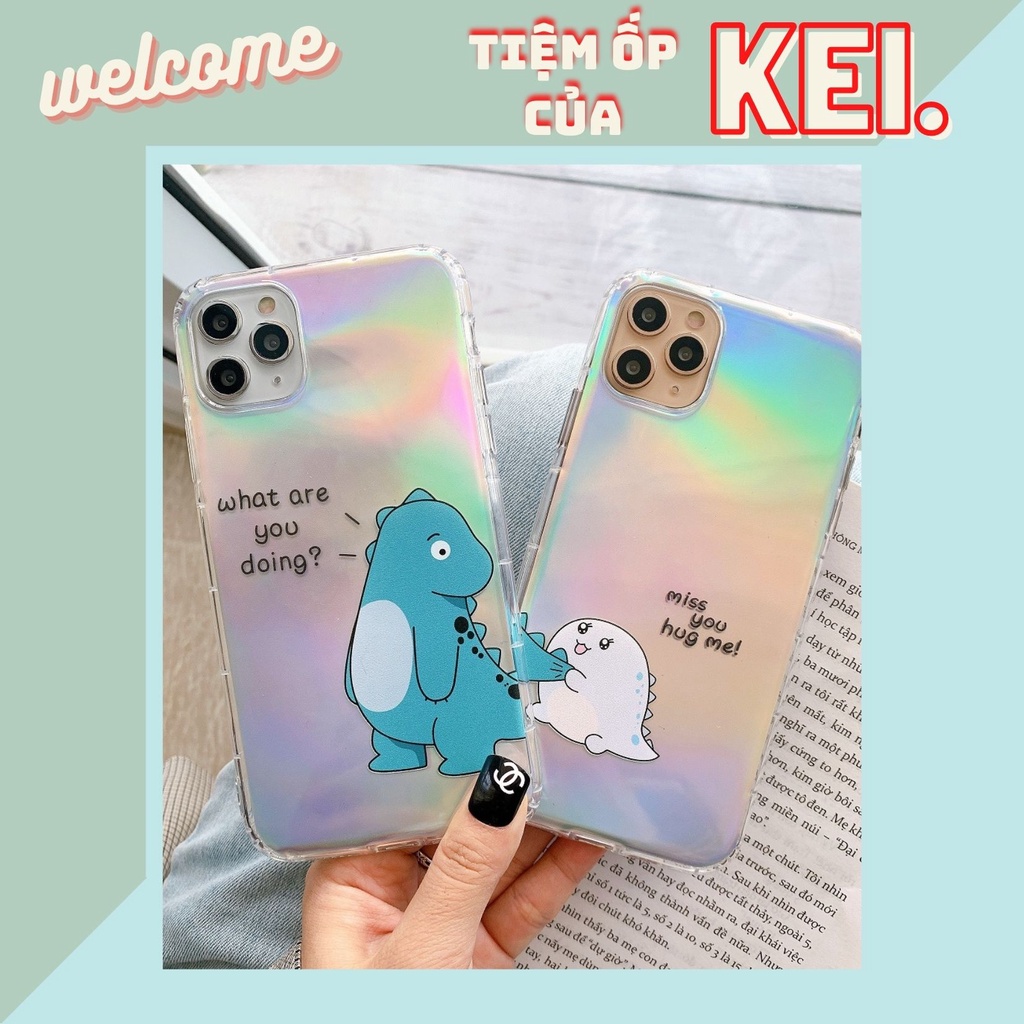 Ốp đôi trong kèm hologram dino cute dành cho nhiều dòng máy của Iphone/samsung/oppo/realme/vivo/xiaomi/13
