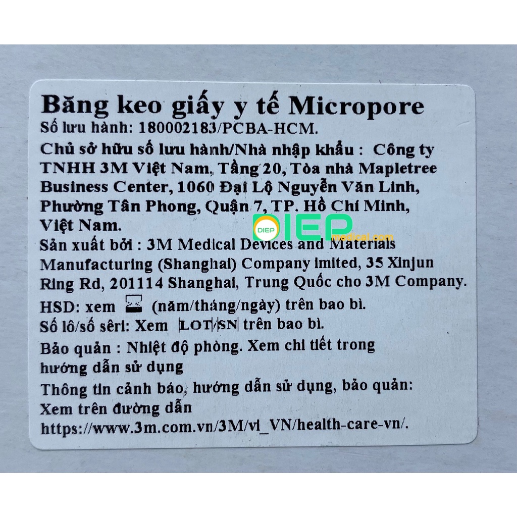 ✅ 3M MICROPORE 1530-0 (1.25cmx9.1m) - Băng keo giấy y tế kích thước 1.25cmx9.1m (Chính hãng 3M - Mỹ)