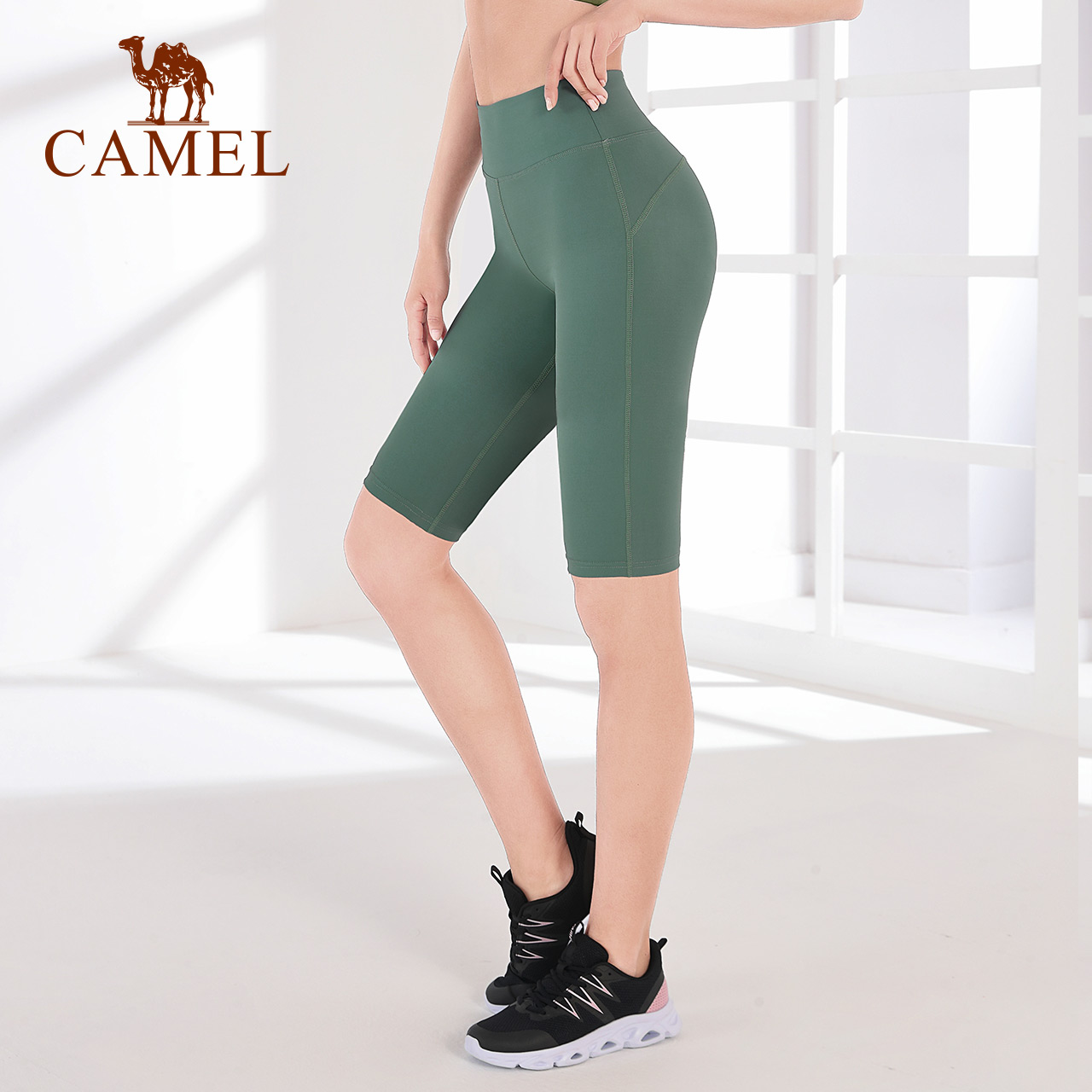 Quần thun CAMEL dài năm tấc mỏng ôm dáng phong cách đơn giản cho nữ