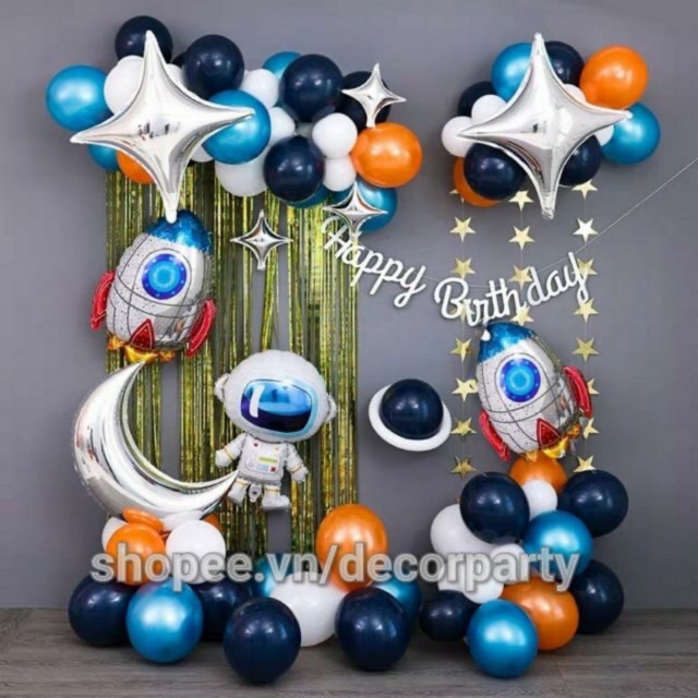 Set Bóng Mẫu Phi Hành Gia Trang Trí Sinh Nhật Cho Bé Trai