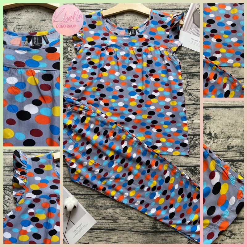 Đồ bộ tole nữ loại 1, 45-70 ký, Quần dài 9 tất áo cổ tròn tay cánh tiên, Khả Nhi Dobo Shop