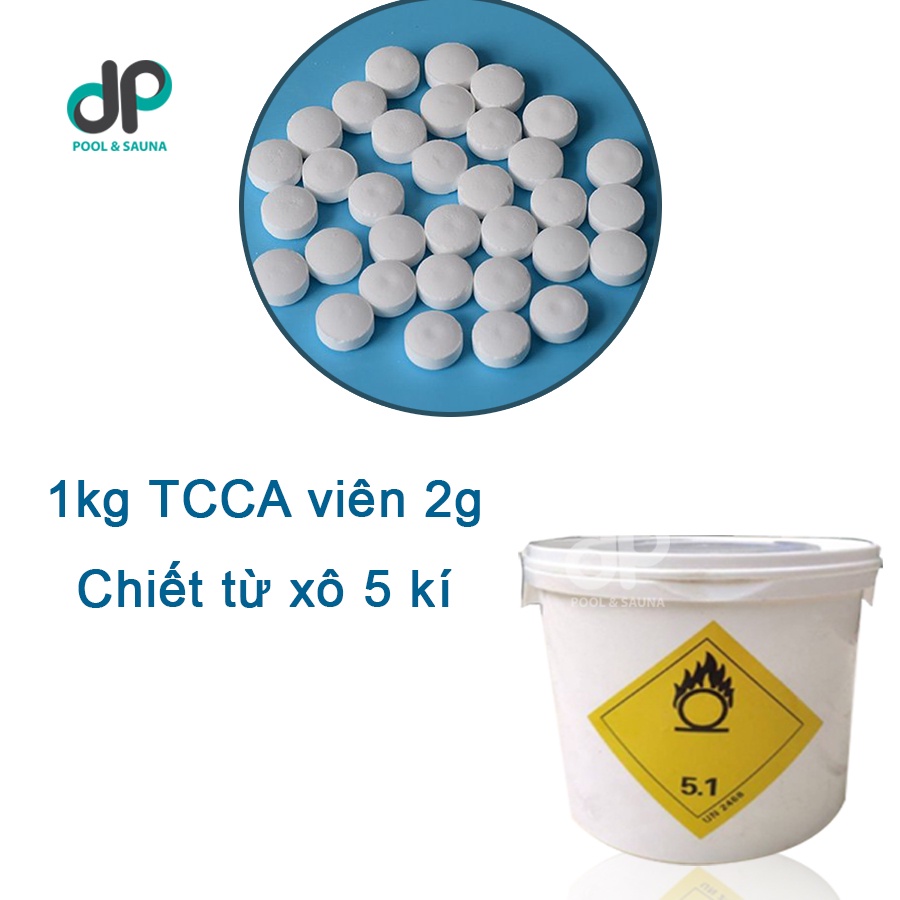 Clo viên 2g - chlorine viên sủi TCCA 2g diệt khuẩn, khử trùng, xử lí nước hồ bơi, nuôi trồng thủy sản