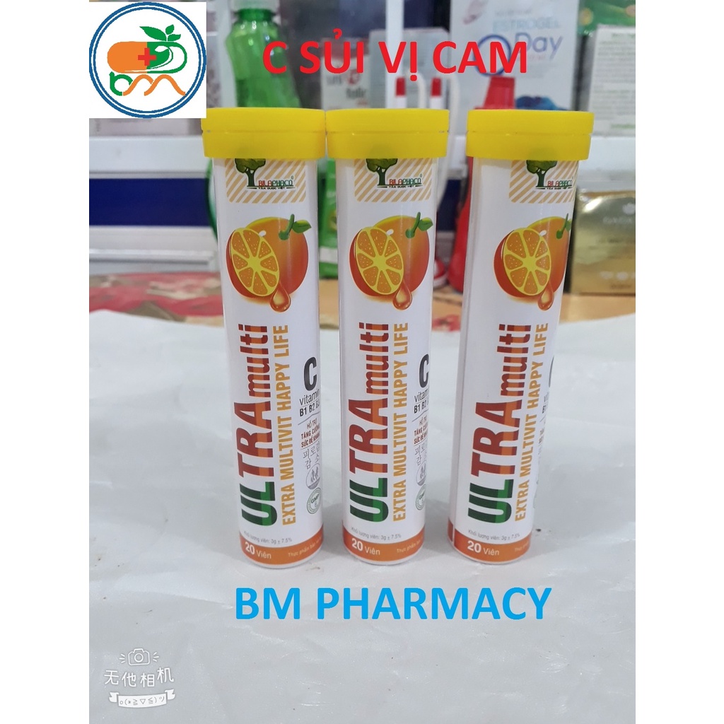 Vitamin C sủi ULTRAMULTI, giúp bồi bổ cơ thể, hỗ trợ tăng cường sức đề kháng, giảm mệt mỏi, suy nhược, chán ăn