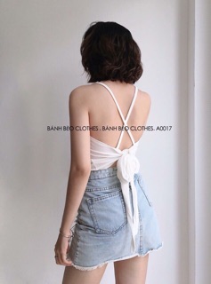 Áo yếm chéo dây lưng cột nơ