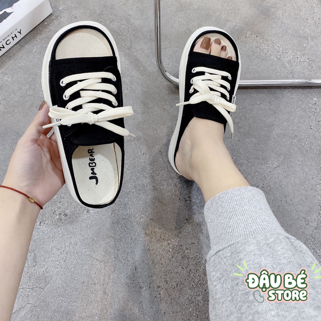 Giày Sục Thể Thao Đế Xuồng Hở Mũi Thời Trang Hàn Quốc - Dép Nữ Quai Ngang Đế Cao 3P Buộc Dây Sang Chảnh - D044 - Daube