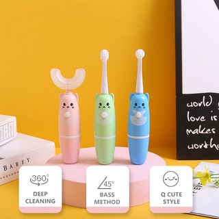 360° Bàn chải đánh răng U Sonic Trẻ em Bàn chải đánh răng điện hình chữ U Silicone Bàn chải đánh răng siêu âm tự động Trẻ em Chăm sóc răng miệng Bàn chải răng