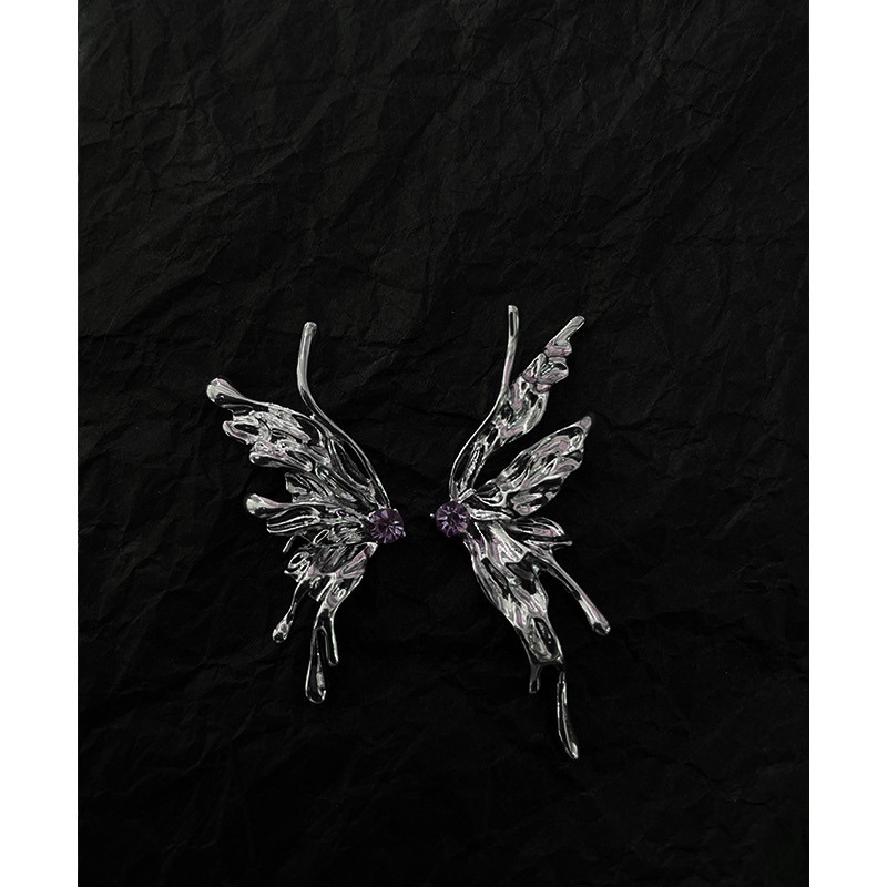 Khuyên Tai Kim Loại Dạng Lỏng Hình Bướm Sinh Học Cá Tính